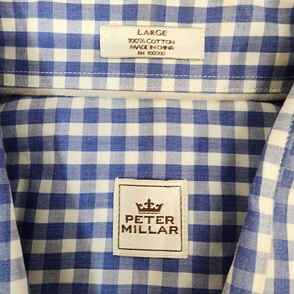 Peter Millar Size Large Gingham Long-Sleeve Button-up Men's Shirt - Picture 7 of 7